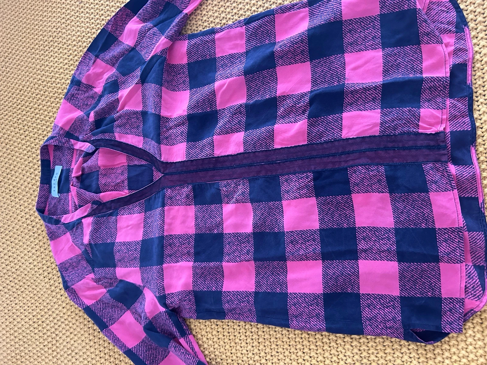 Camisa de seda a cuadros y detalles de terciopelo Sandro – Talla 1 (36) – photo 6